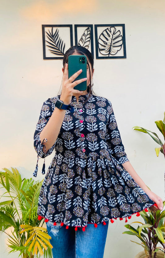 Beautifully Black Printed Top