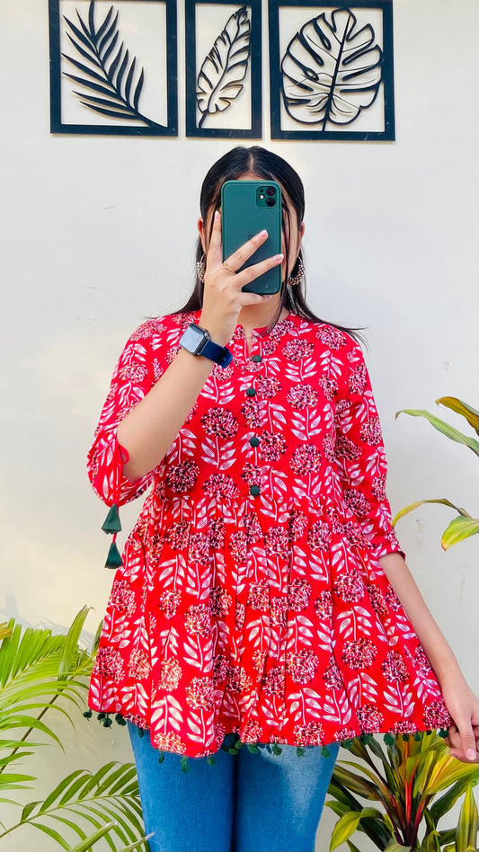 Beautifully Printed Pink Top