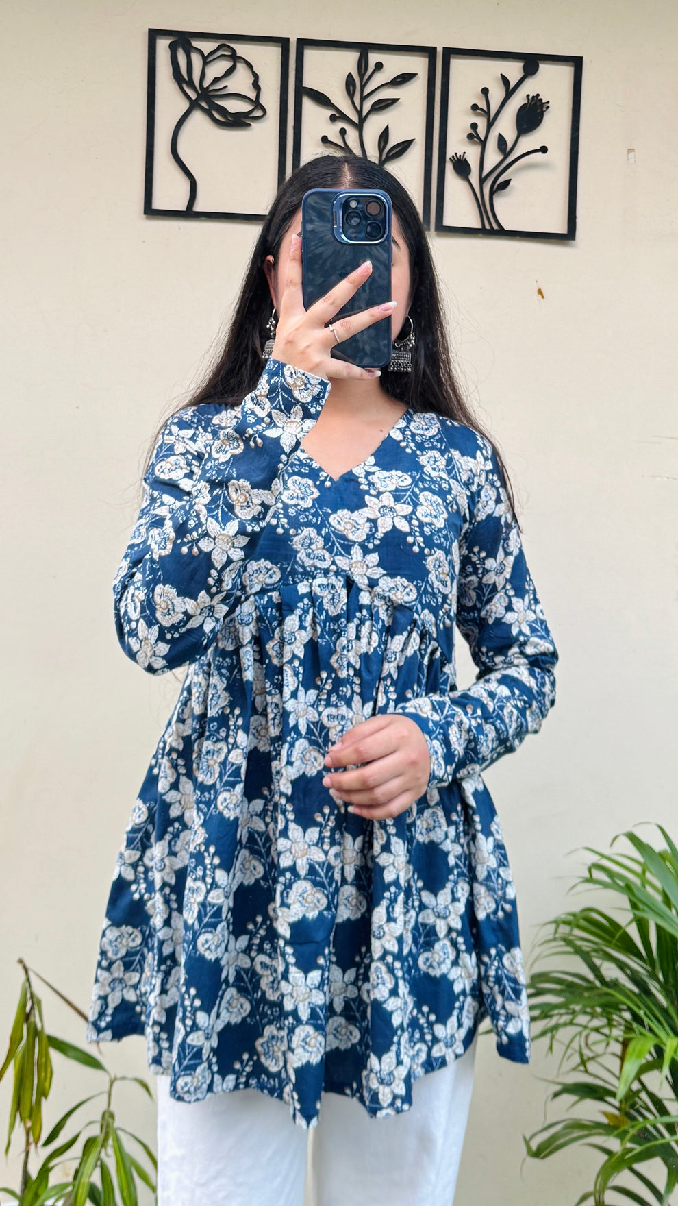 Cotton Flared Floral Print Aliacut Peplum Top